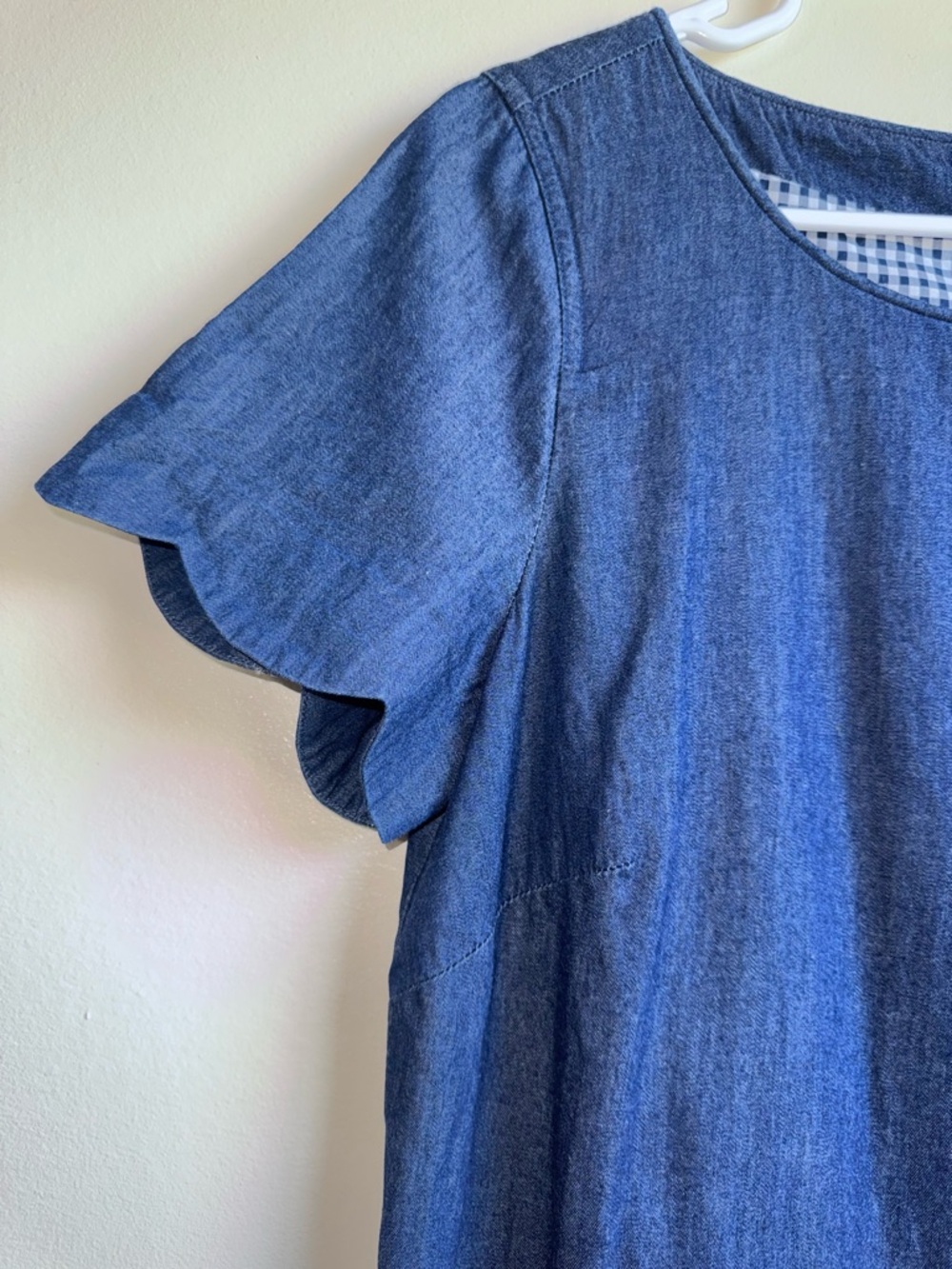 Vineyard Vines Chambray Scallop Sleeve Shift Dress Blue Size 6 - Picture 3 of 7